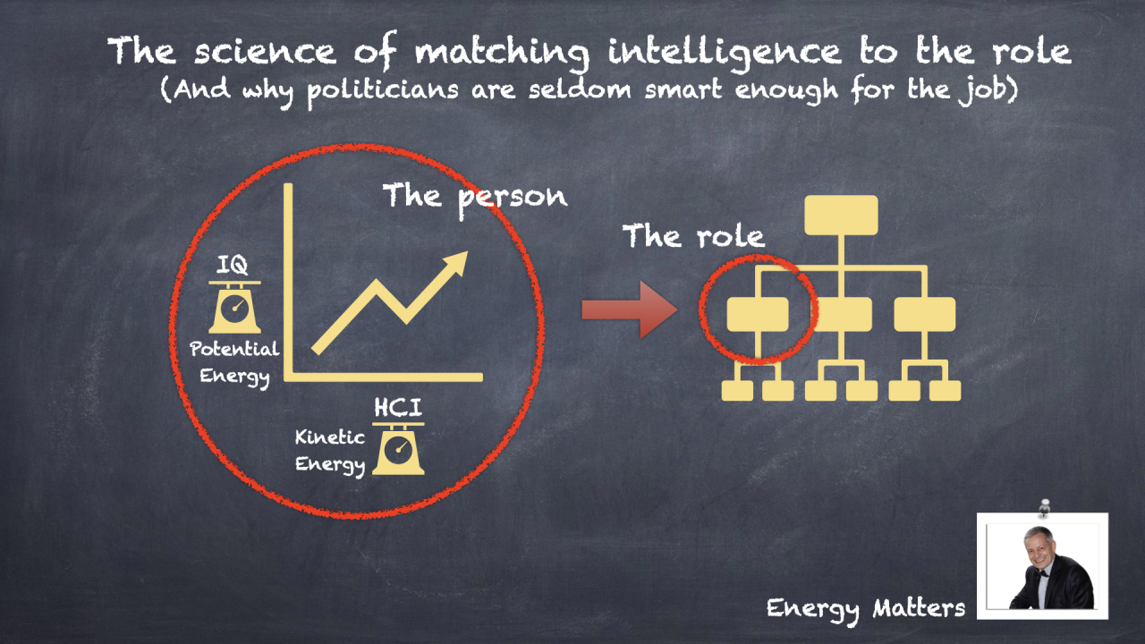 Intelligence Really Matters - Matching a Person to a Role (And why politicians are seldom smart enough for the job)